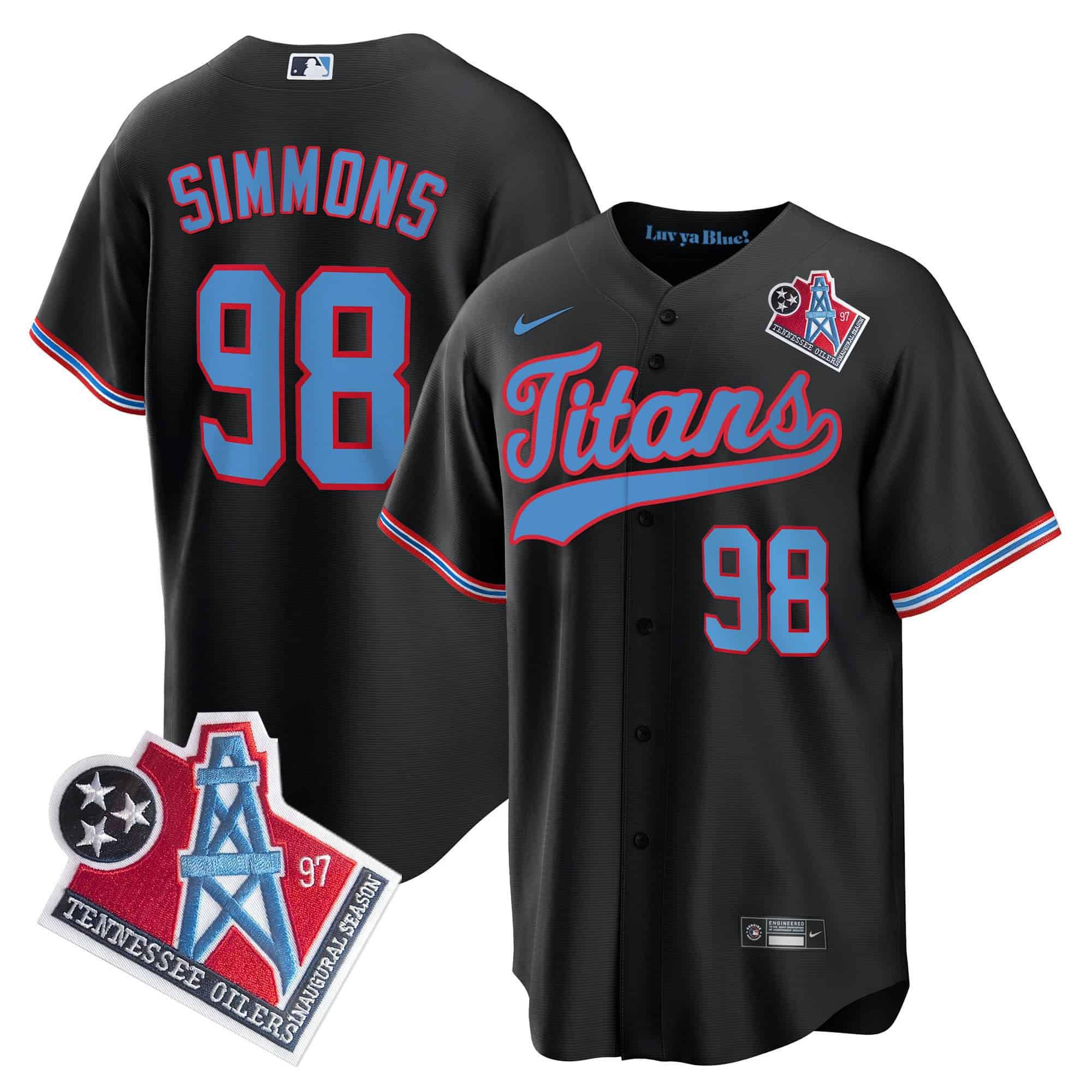 Men Tennessee Titans #98 Simmons Black Nike 1997 Throwback Limited Cool Base NFL Jersey